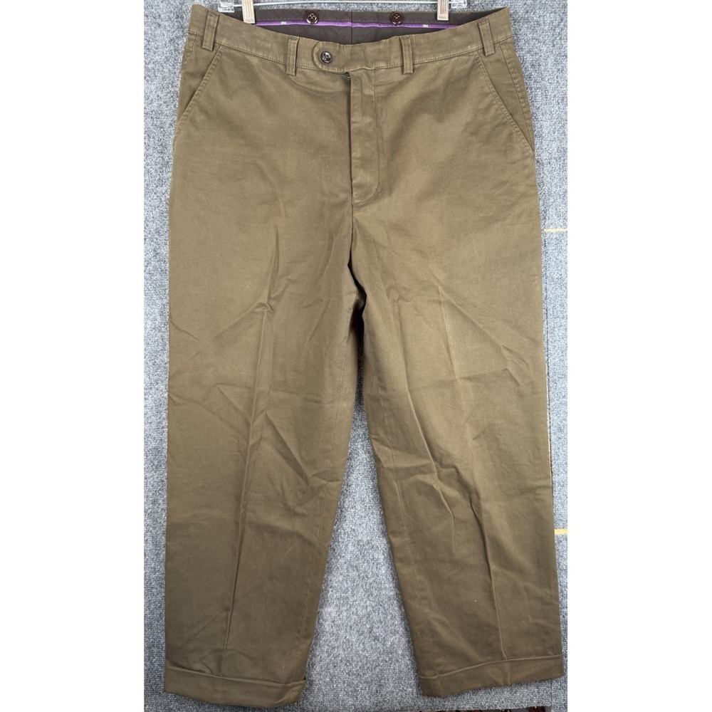 Hiltl Chino Pants Mens 36 Brown Ultimate Trouser Flat Front ZE 600 Germany